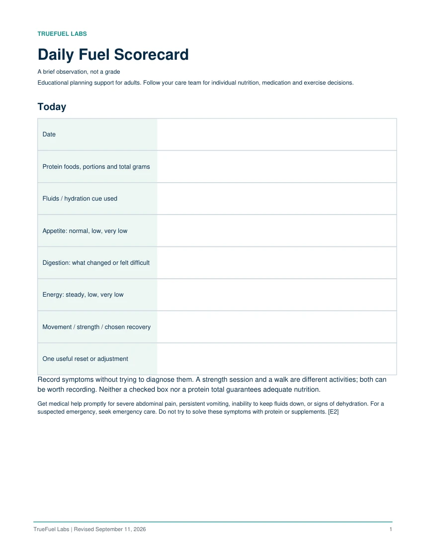 TrueFuel Complete System Daily Fuel Scorecard worksheet preview